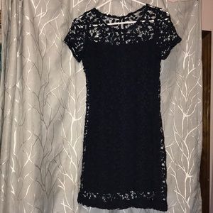Navy Blue Lace Midi Dress